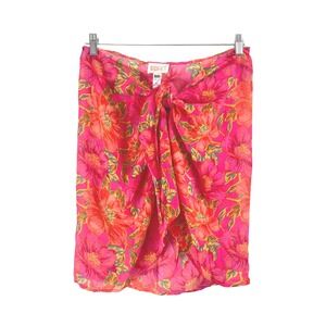 Beach Riot Pink Tropical Floral Sarong Wrap Skirt Swim Coverup One Size O/S